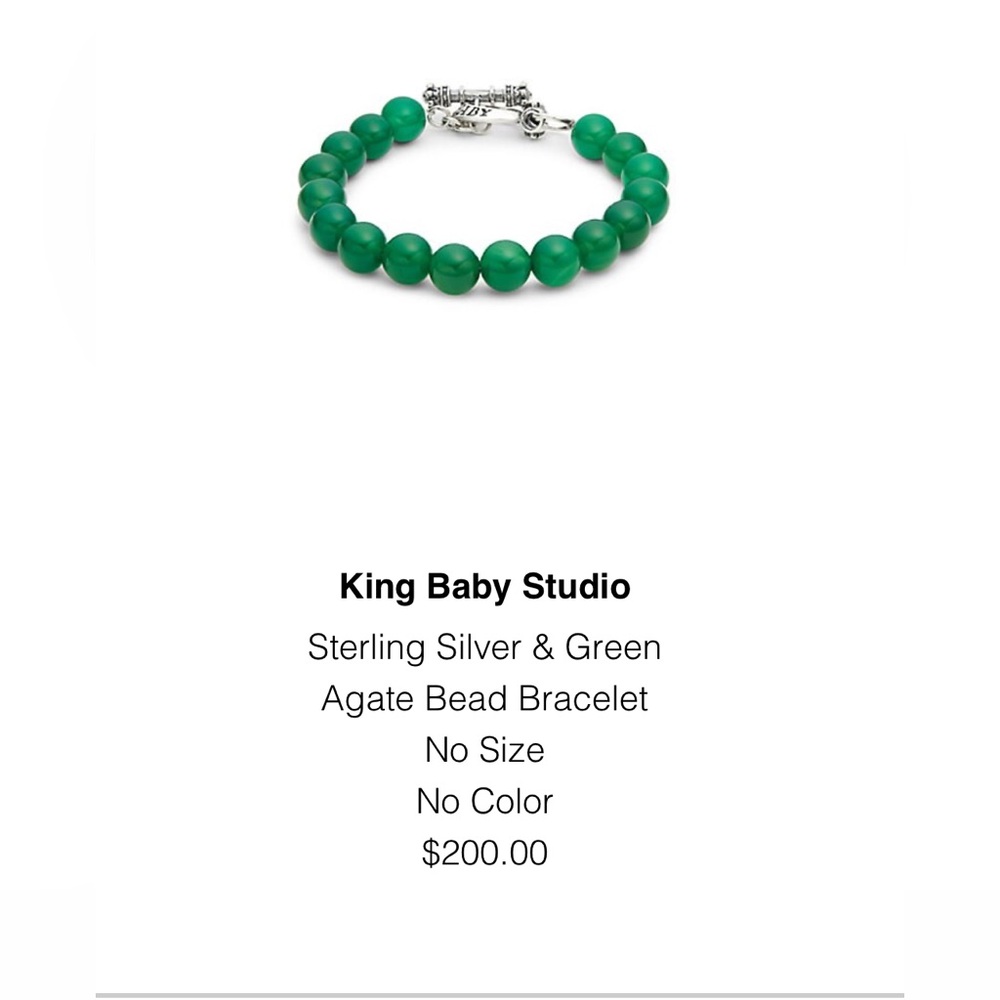 King Baby Green Agate Bracelet with Silver Toggle Clasp - Picture 7 of 7